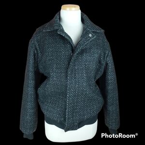 VINTAGE woolblend bomber tweed coat quilted lining Made in Canada